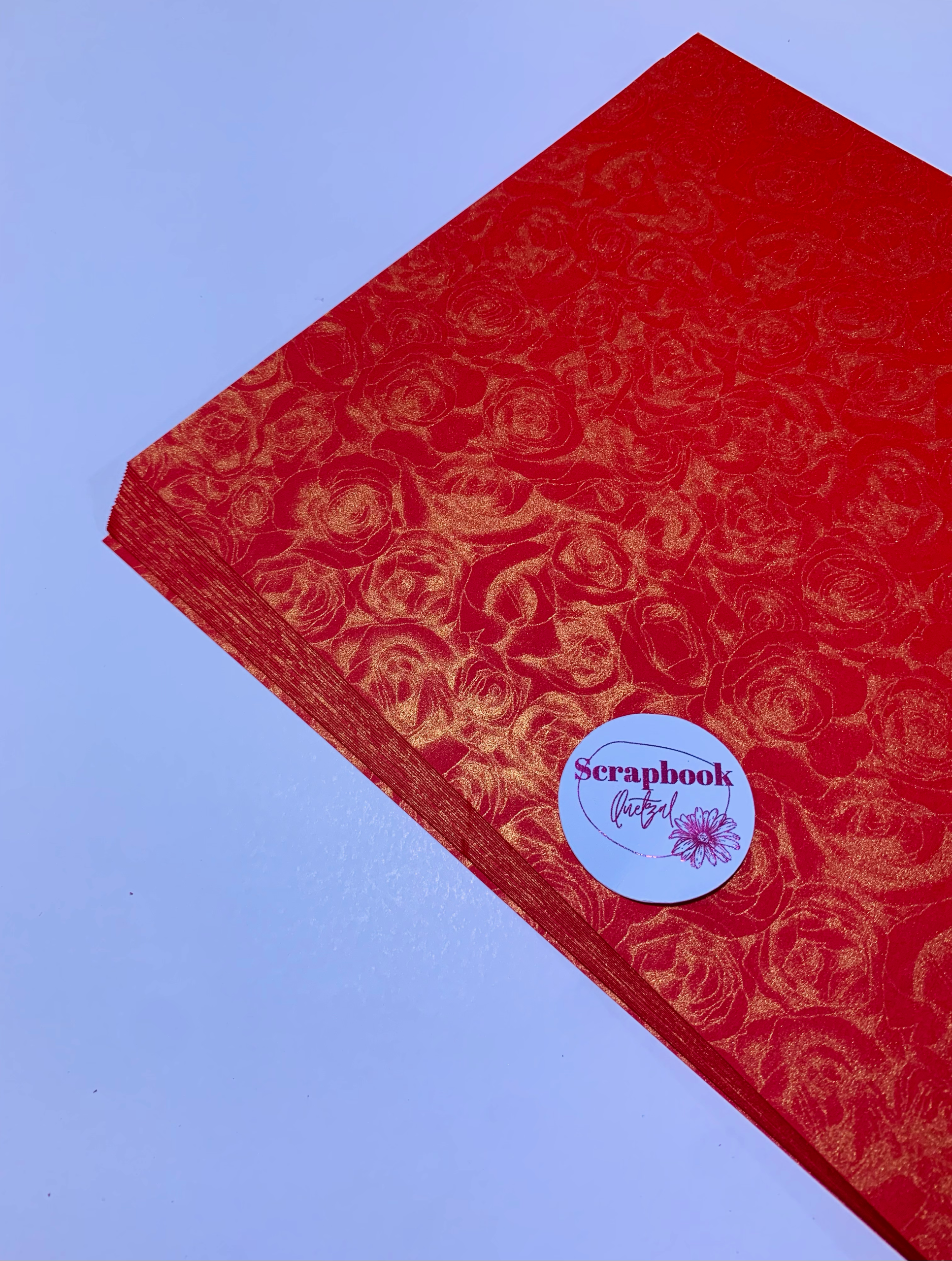Hoja de papel especial 240 g-Rosas rojo (por pieza) - Imagen 3