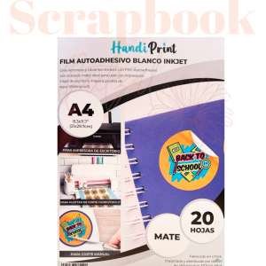 Film Autoadhesivo Inkjet Mate Blanco - Handi Print A4-20 Hojas